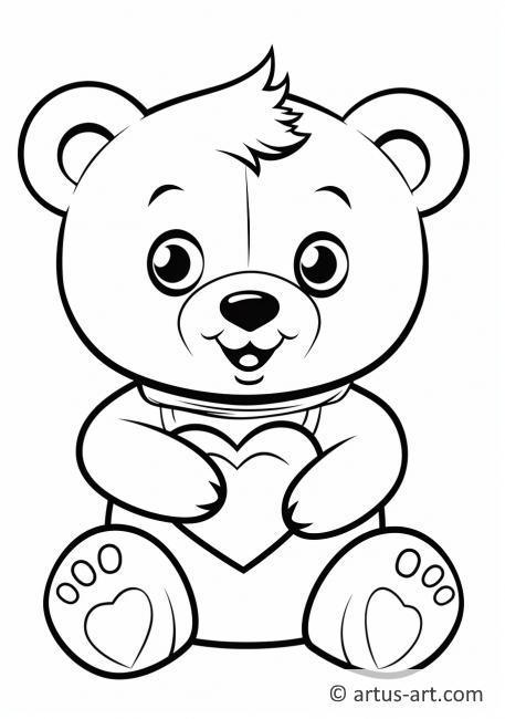 Valentine's Day Teddy Bear Coloring Page